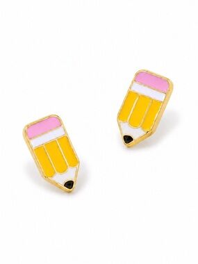 New! Colorful Yellow Pencil Post Earrings NWOT 2005